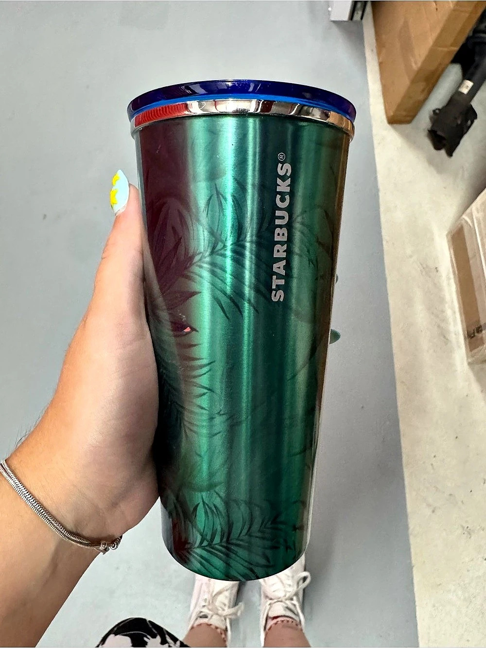 Starbucks Green Tropical Palm Leaf Stainless Steel Tumbler